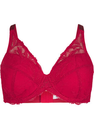 ZizziGevoerde kanten beha met beugel, Rhythmic Red, Packshot image number 0
