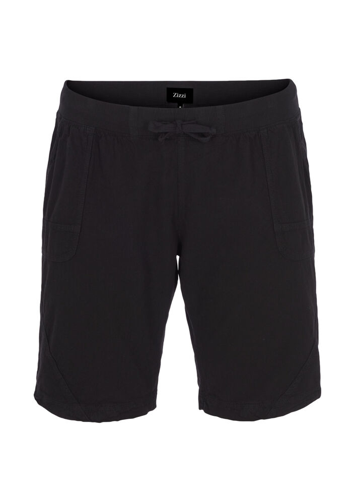 Losse short met zakken in katoen, Black, Packshot