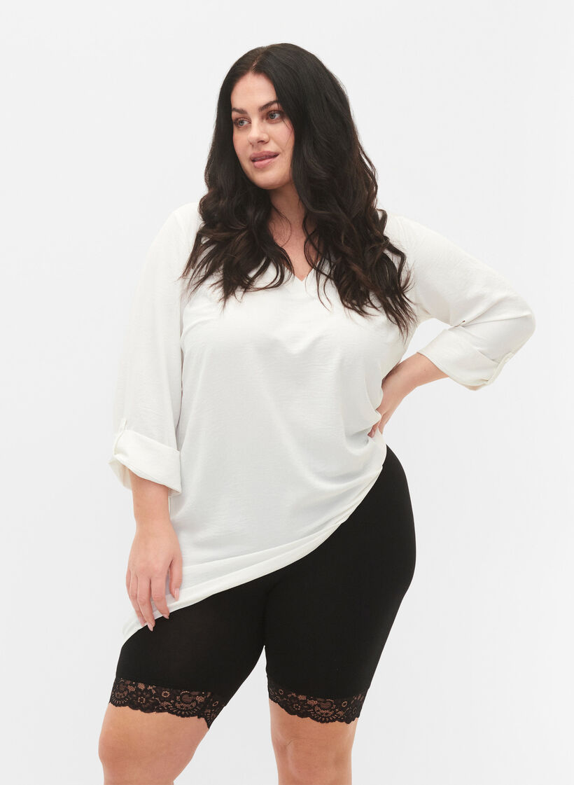 Fietsbroekje met kanten rand, Zwart, Model image number 3