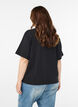 Boxy katoenen T-shirt, Zwart, Model image number 2