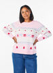 Gebreide blouse met kerstmotief, Roze, Model image number 0