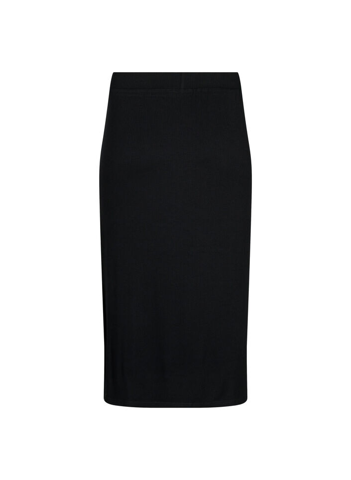 Viscose midirok met slanke pasvorm, Zwart, Packshot image number 1