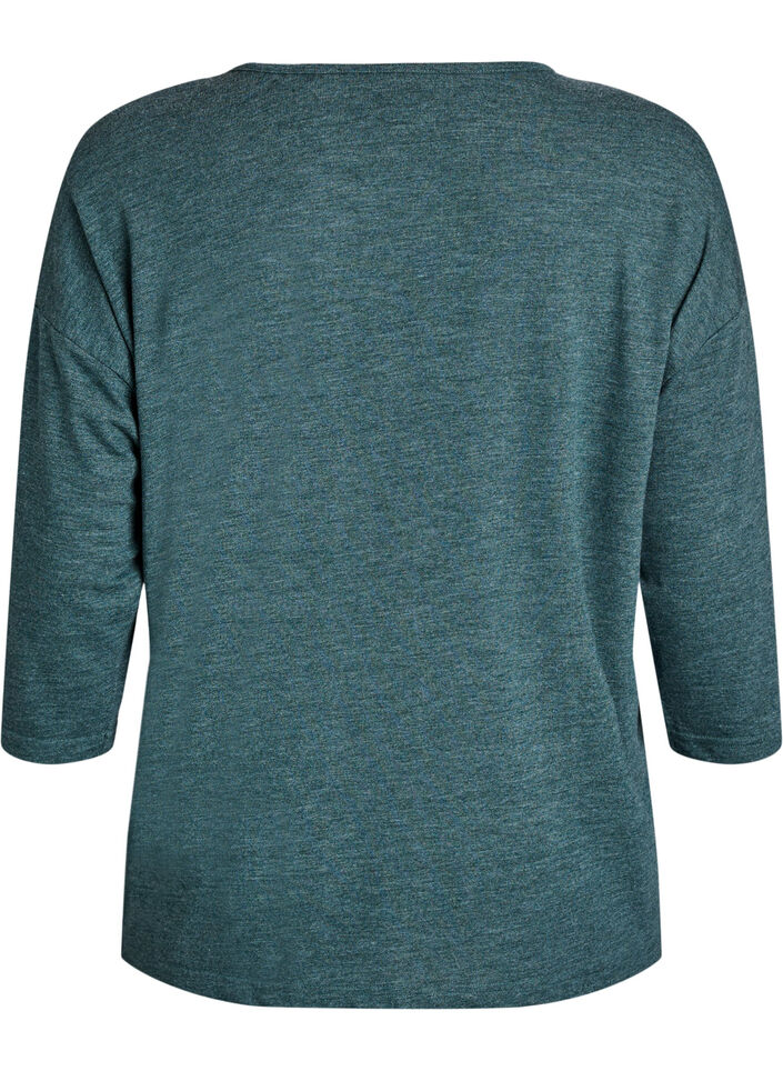 Jersey blouse met 3/4 mouwen, Groen, Packshot image number 3