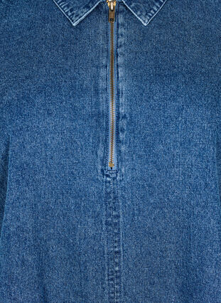 ZizziKorte denimjurk met ritssluiting en 3/4 mouwen, Blue Denim, Packshot image number 2