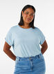 Viscose T-shirt met glitterstrepen, Blauw, Model image number 0