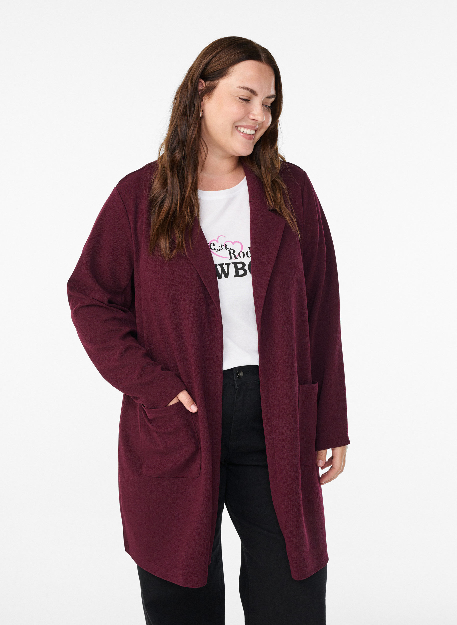 FLASH - Lange jas met zakken, Rood, Model