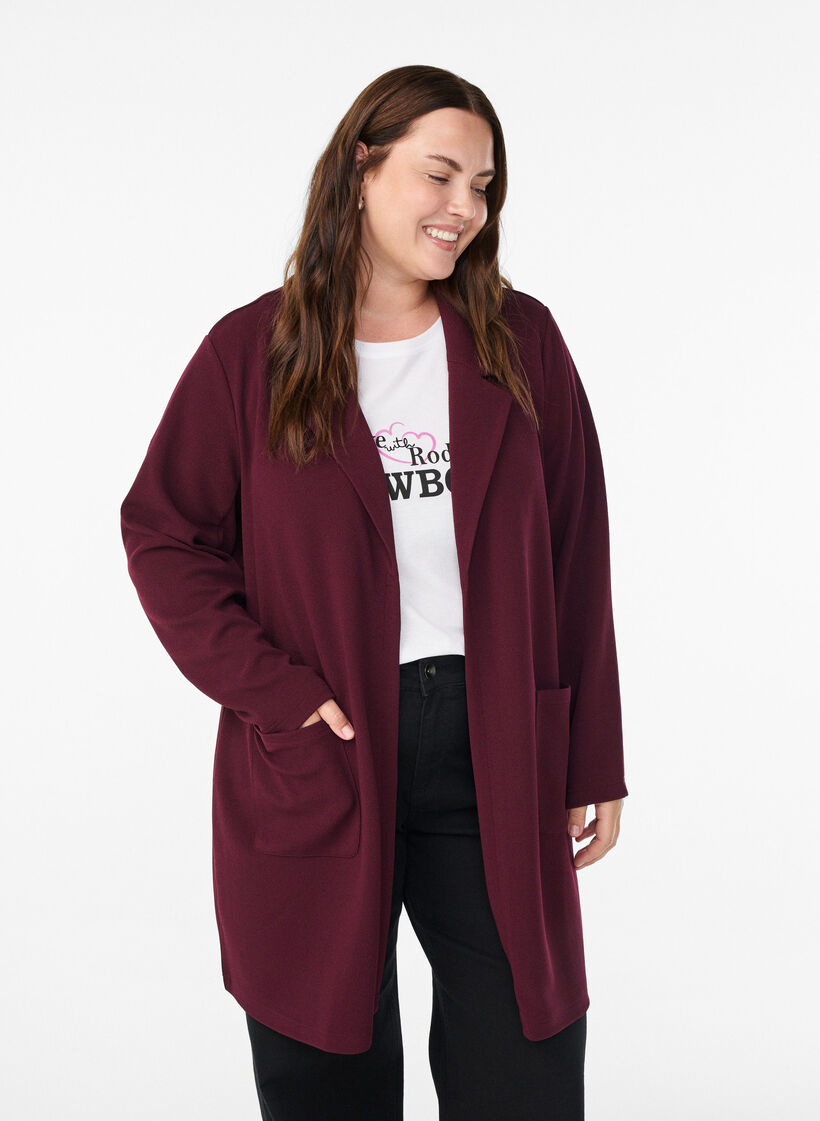 FLASH - Lange jas met zakken, Rood, Model image number 0