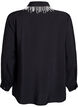 Viscose tuniek met parelgeborduurde kraag, Zwart, Packshot image number 1