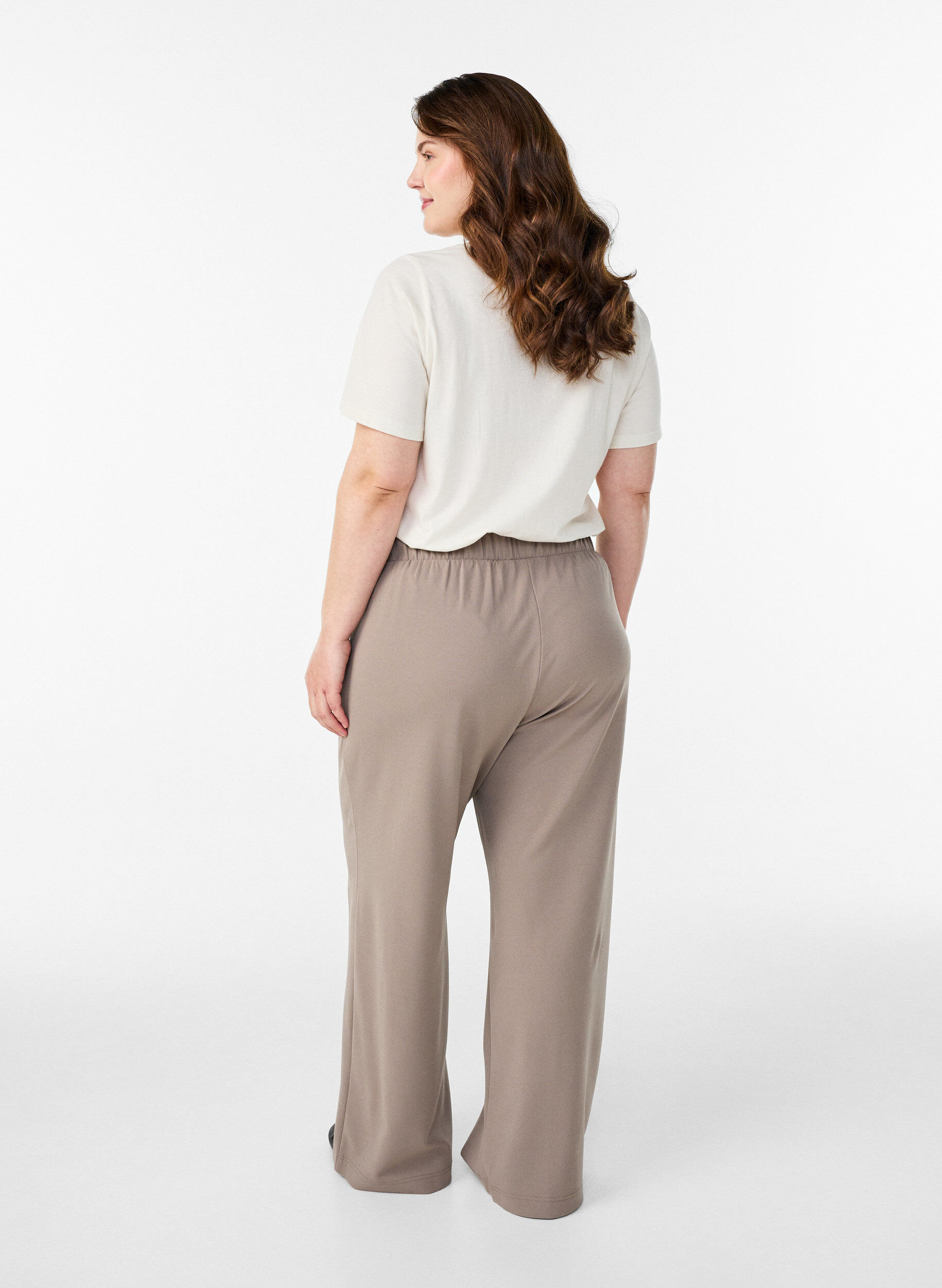 ZizziFLASH - Broek met wijde pijpen, Beige, Model image number 1