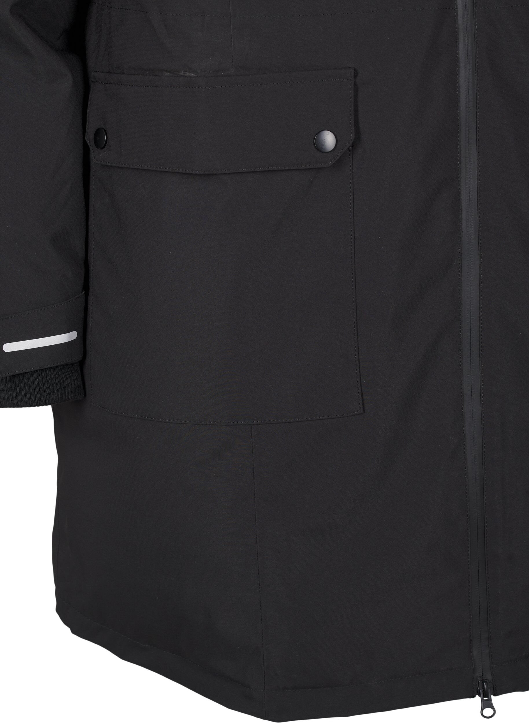 ZizziPraktische winterjas met capuchon en zakken, Zwart, Packshot image number 3