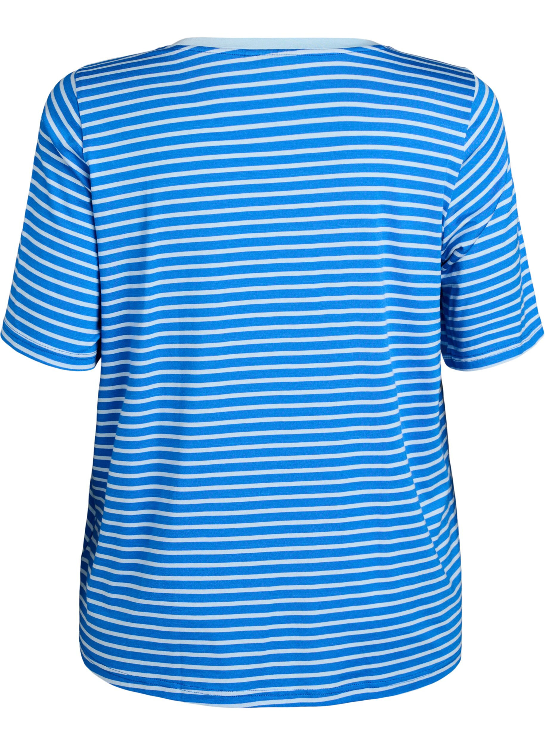 ZizziT-shirt met TENCEL&trade; Lyocell en strepen, Blauw, Packshot image number 1