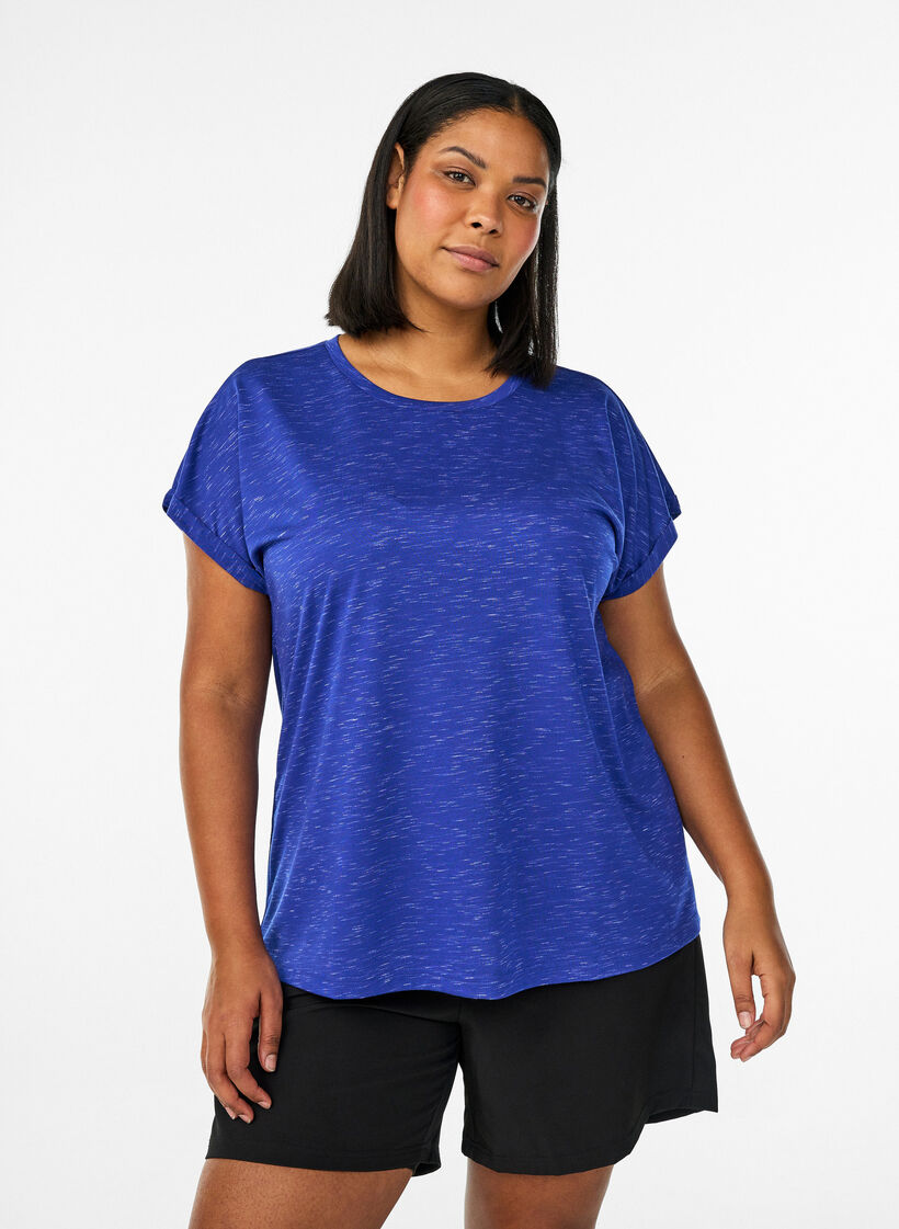 Los workout T-shirt met korte mouwen, Paars, Model image number 0
