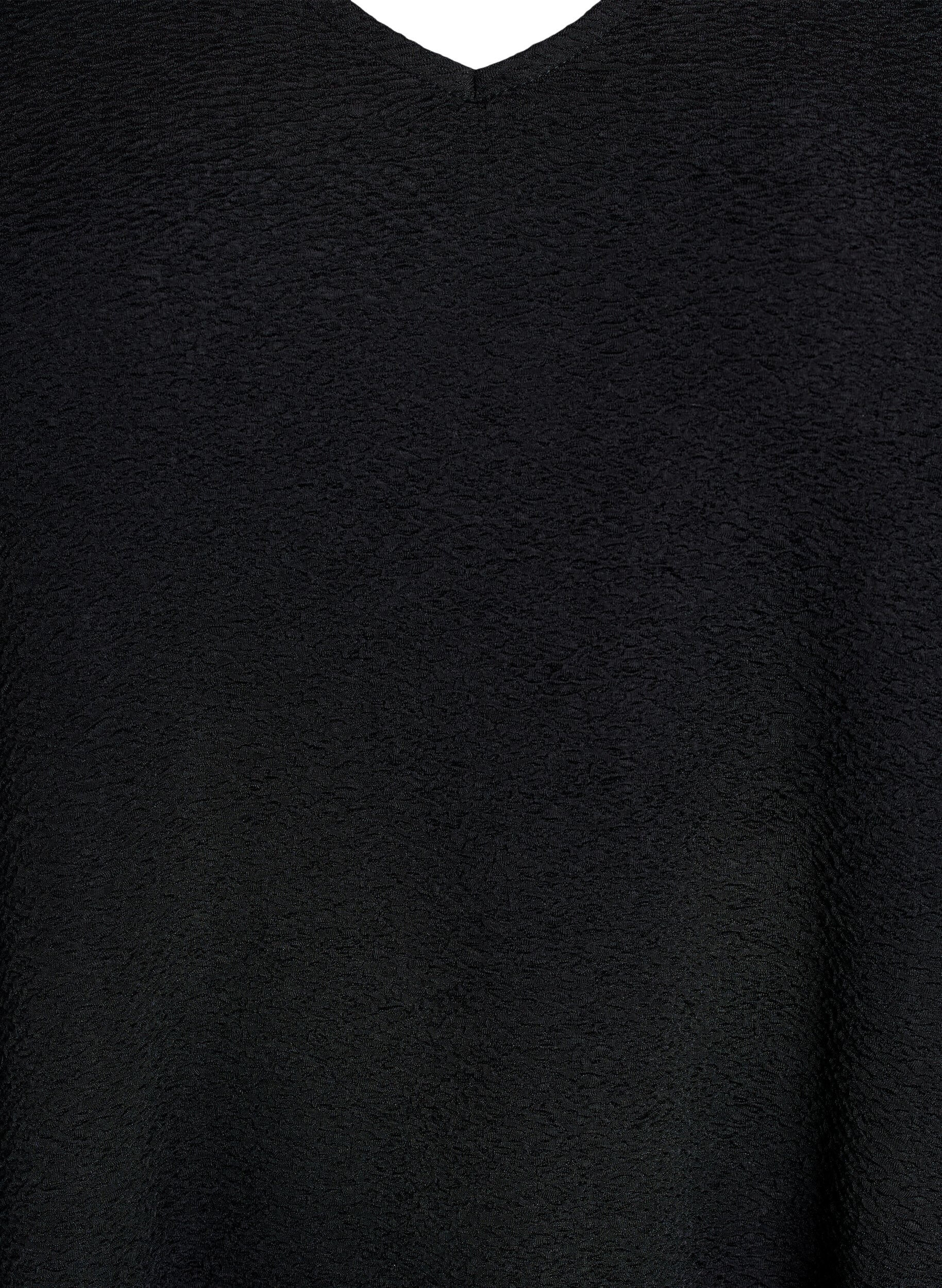 ZizziKorte jurk met een ruffle zoom en structuur, Zwart, Packshot image number 2