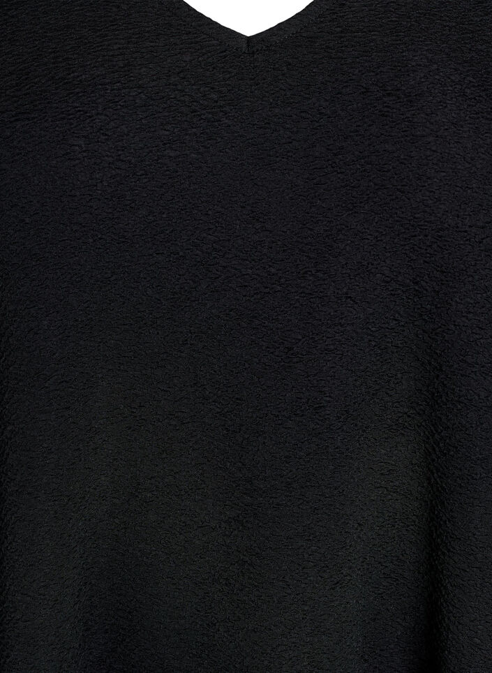 Korte jurk met een ruffle zoom en structuur, Zwart, Packshot image number 2