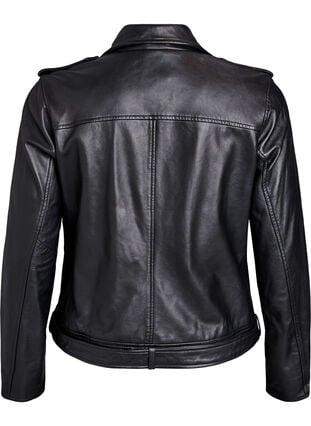 ZizziLeren bikerjack met riem, Black, Packshot image number 1
