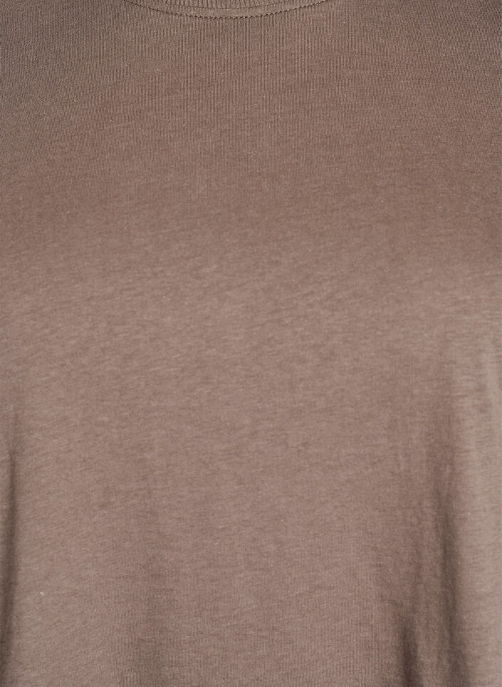 Basic katoenen T-shirt met ronde hals, Bruin, Packshot image number 2