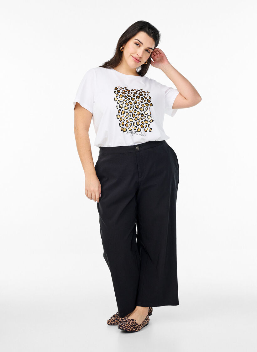 Culotte broek in gemengd stof, Black, Model
