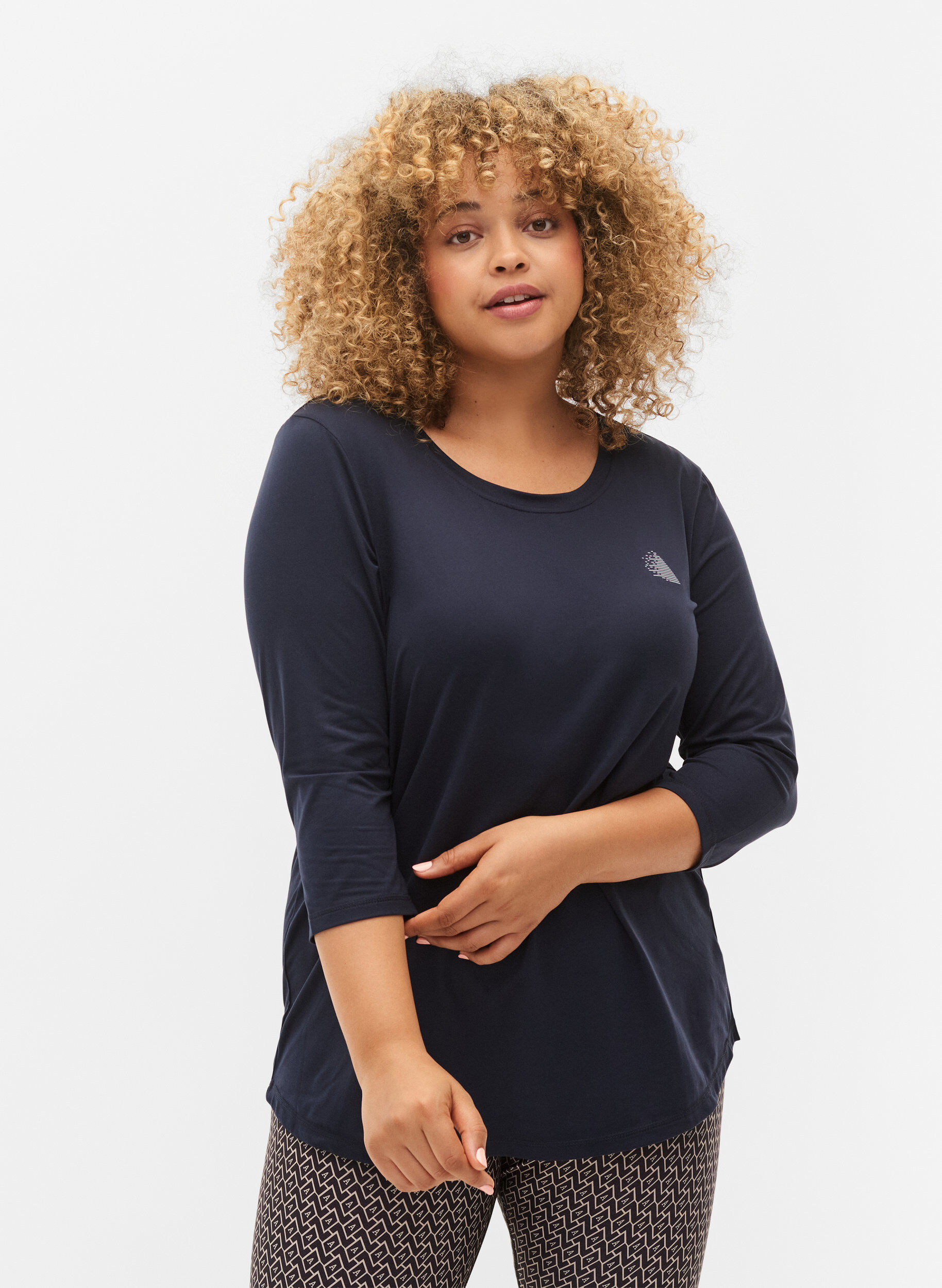 Trainingsblouse met 3/4-mouwen, Blauw, Model