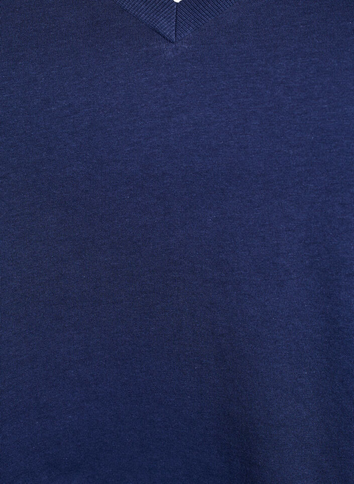 Basis T-shirt van katoen met een V-hals, Blauw, Packshot image number 2