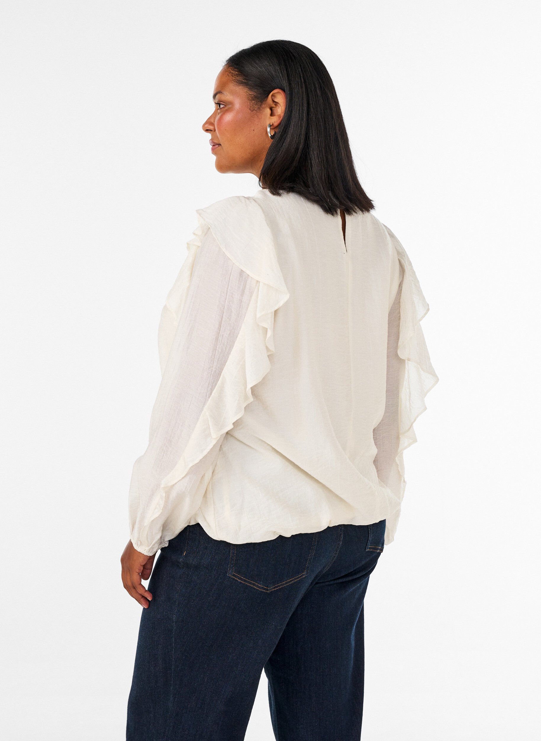 ZizziBlouse met ruches en ballonvorm, Vanille, Model image number 2