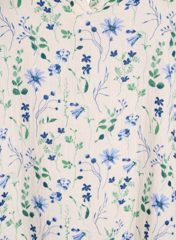 Korte A-lijn jurk in katoenen mousseline, Beige, Packshot image number 2