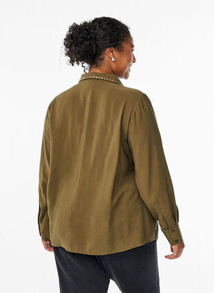 ZizziShirt met studs, Dark Olive, Model image number 1
