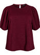 Gestructureerde blouse met korte mouwen, Donker Bordeaux, Packshot image number 0