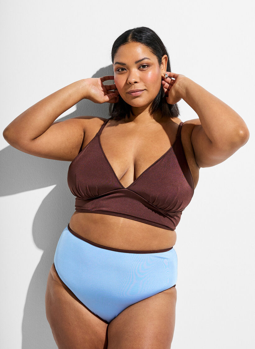 Omkeerbare bikinibroekjes met normale taille, Bruin, Model image number 0