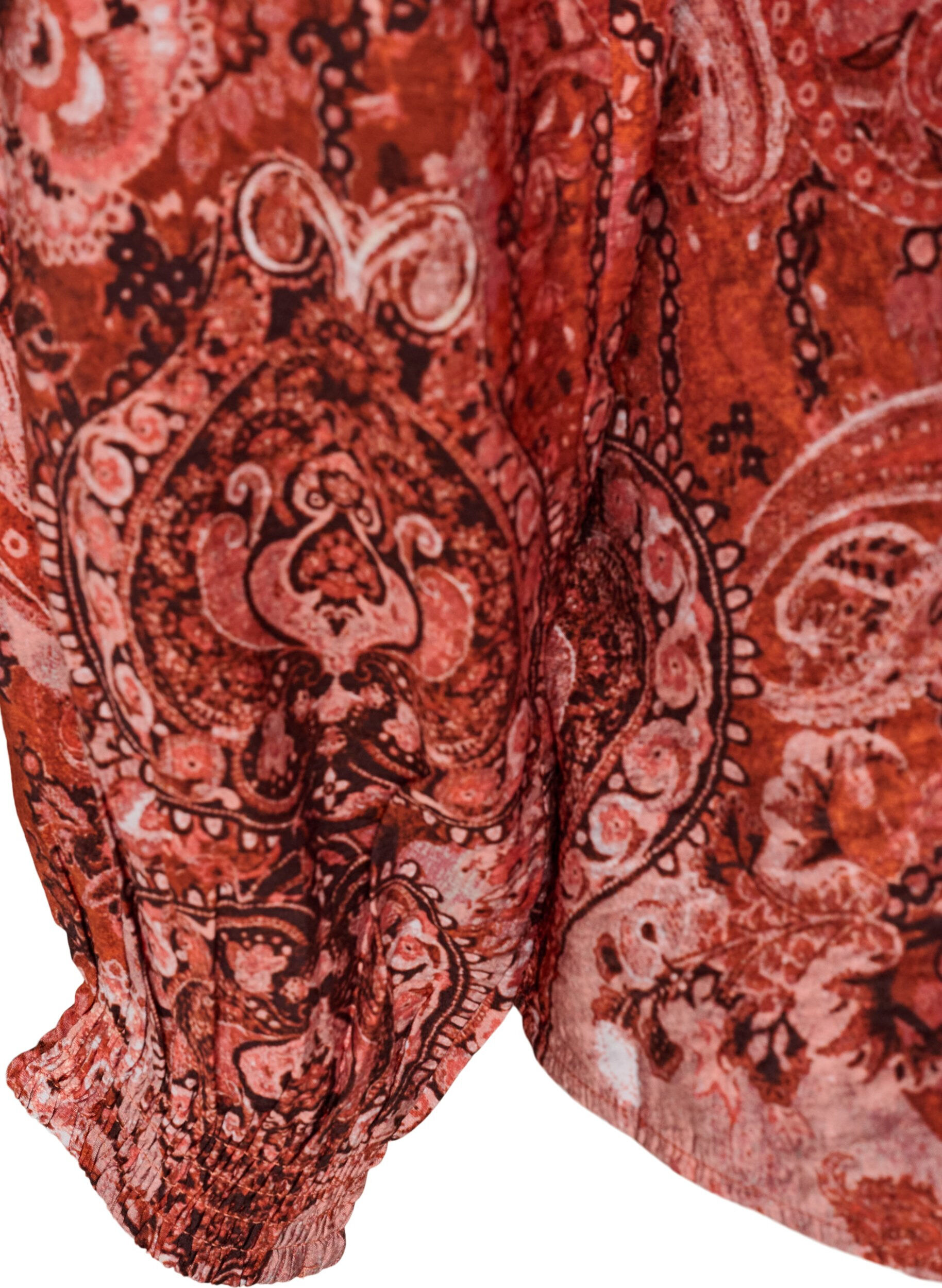 ZizziViscose blouse met paisleyprint en ruches, Oranje, Packshot image number 3