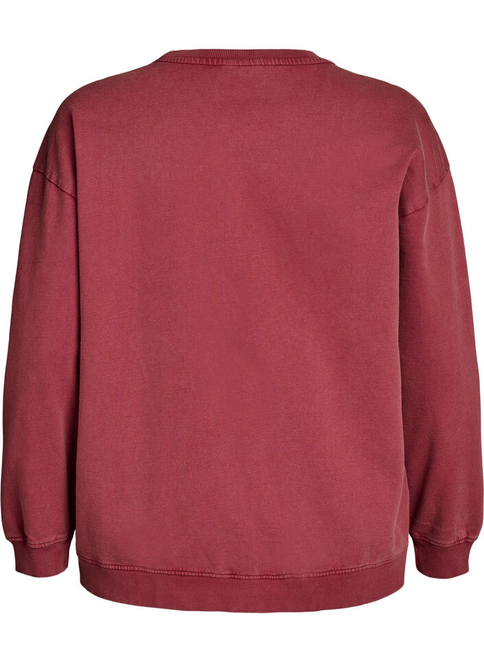 Losvallend sweatshirt met gewassen look, Rood, Packshot image number 1