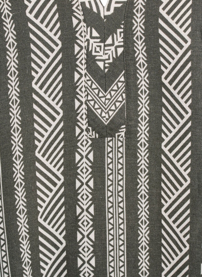 Gestreepte blouse in een mix van linnen en viscose, Groen, Packshot image number 2