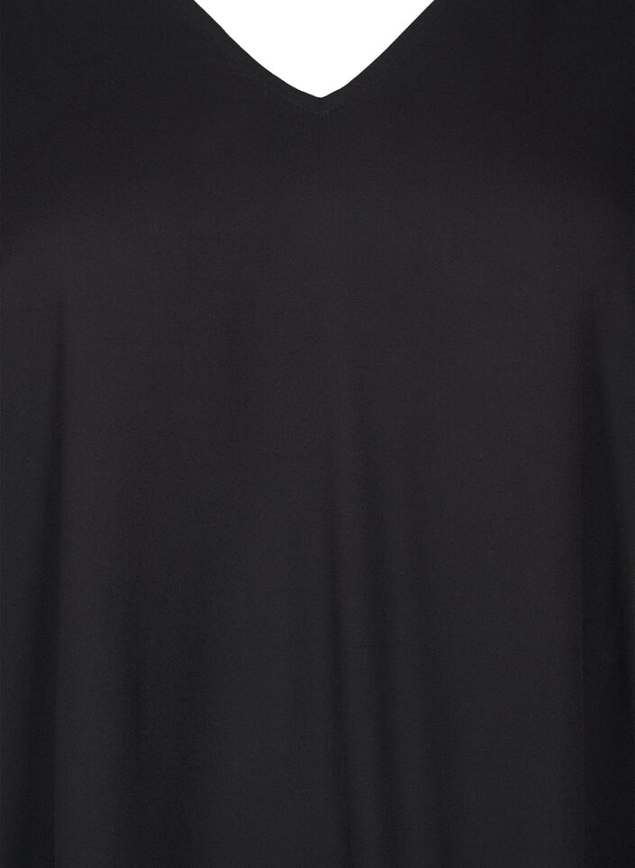 Strandjurk in viscose met schouderdetails, Zwart, Packshot image number 2