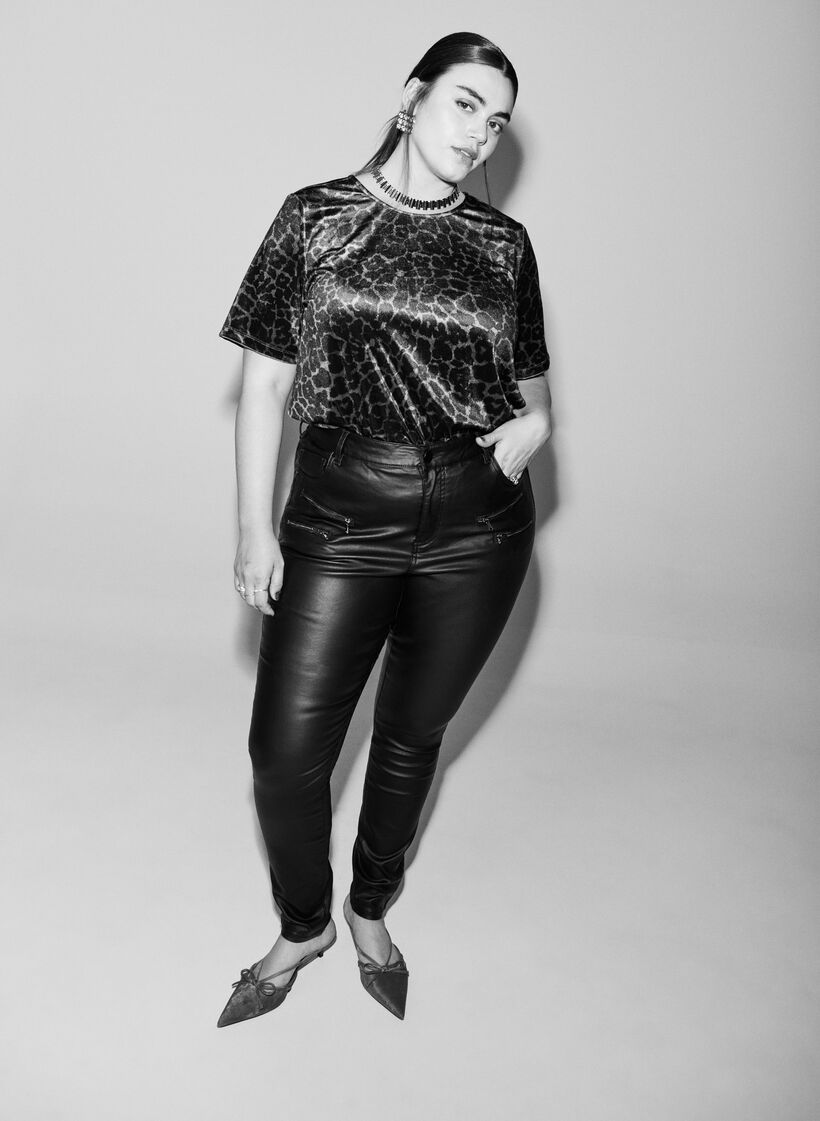 Gecoate Amy jeans met ritsdetail, Zwart, Image image number 0
