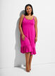 Strandjurk in viscose met gevlochten bandjes, Roze, Model image number 0