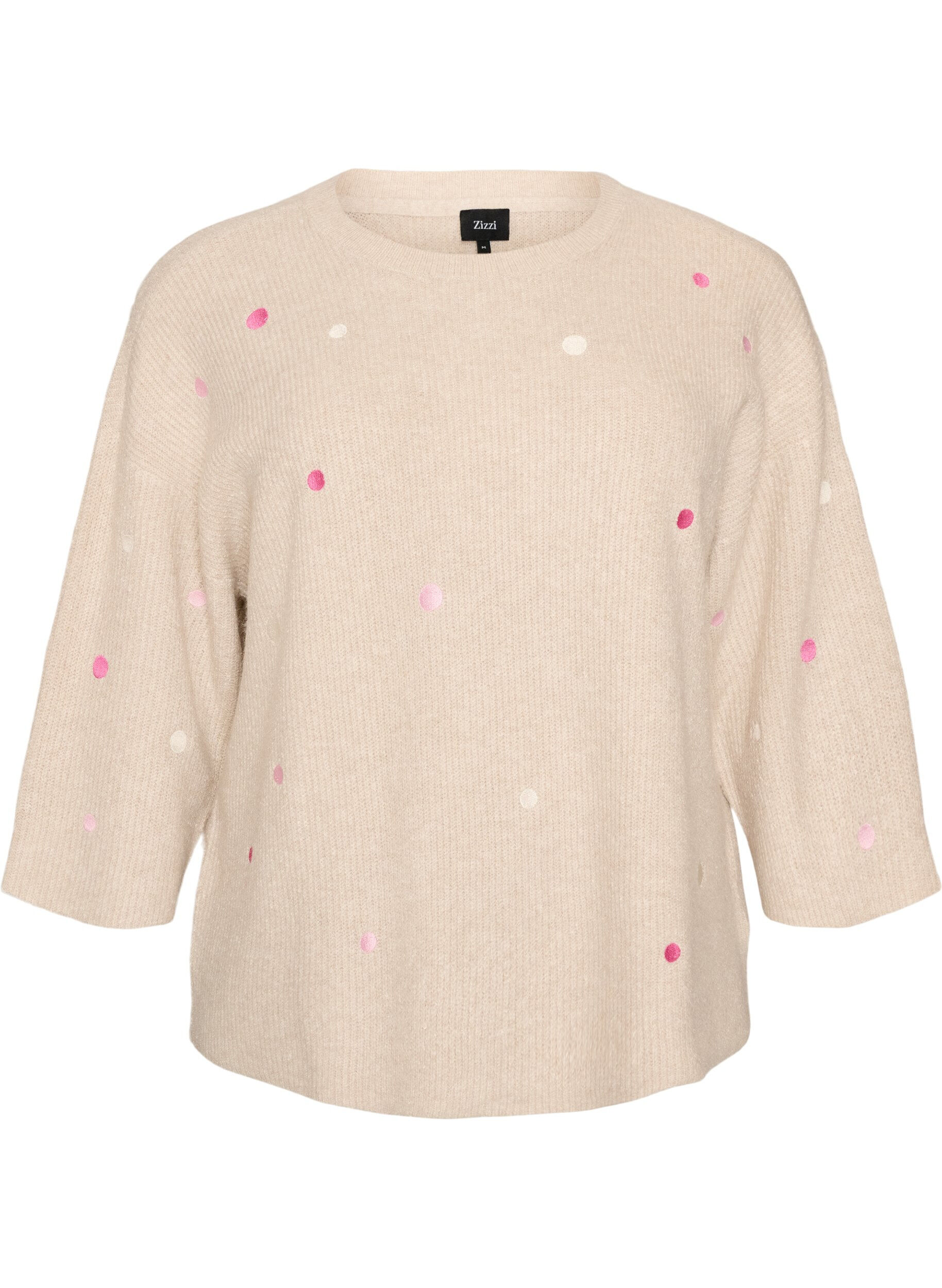 Gebreide blouse met kleine geborduurde motieven