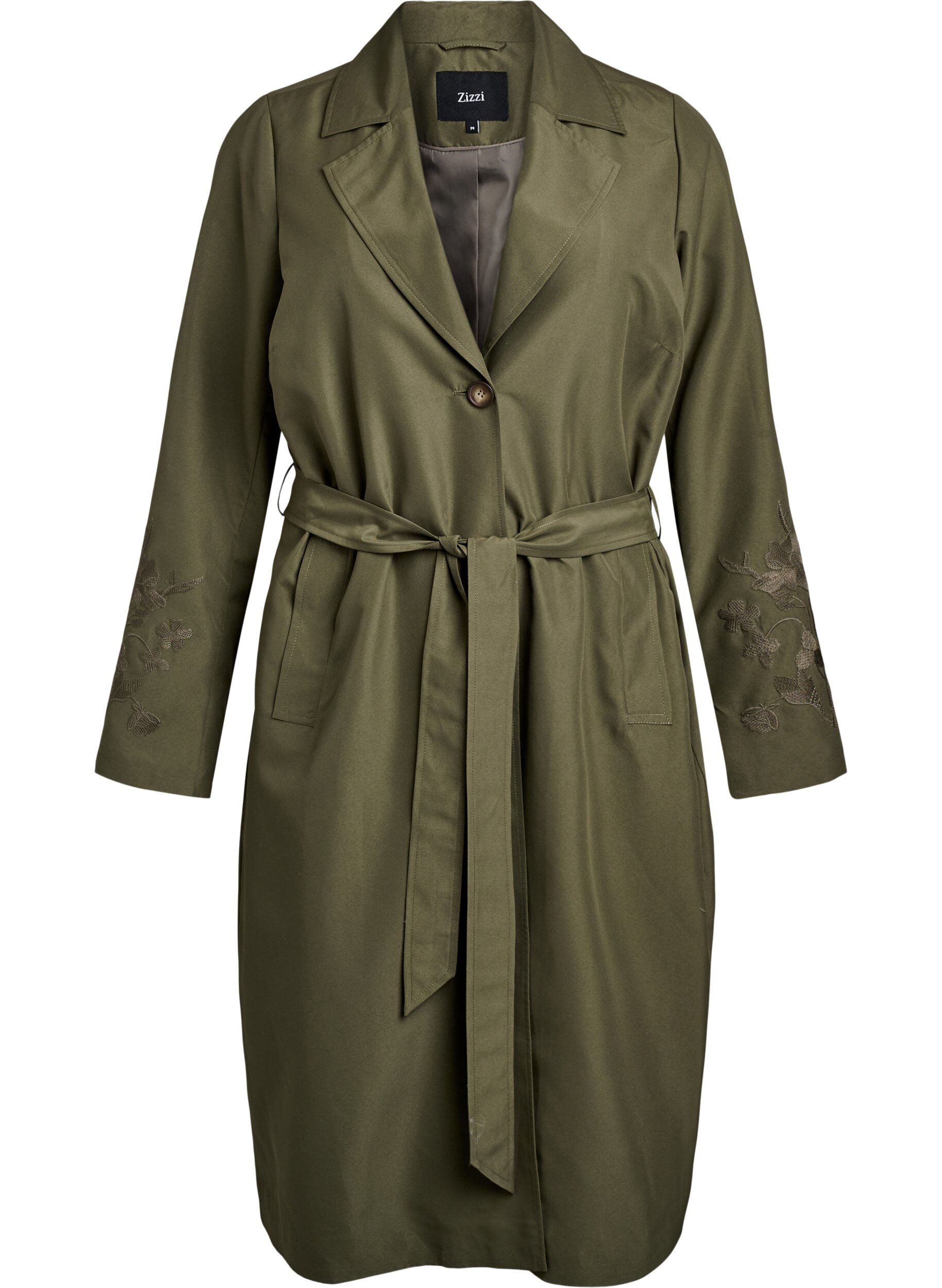 Lange trenchcoat met borduursels