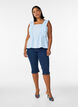Top met ruitjes en ruchesdetails, Blauw, Model image number 1