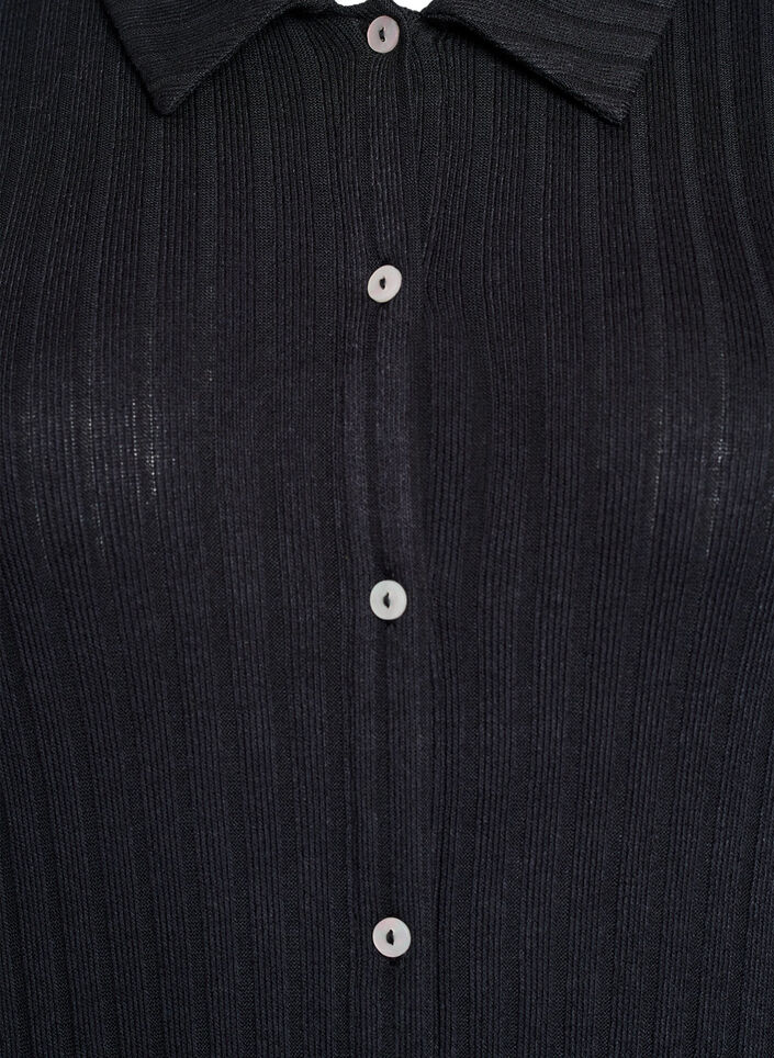 Jersey overhemdjurk met kniehoogte en korte mouwen, Zwart, Packshot image number 2