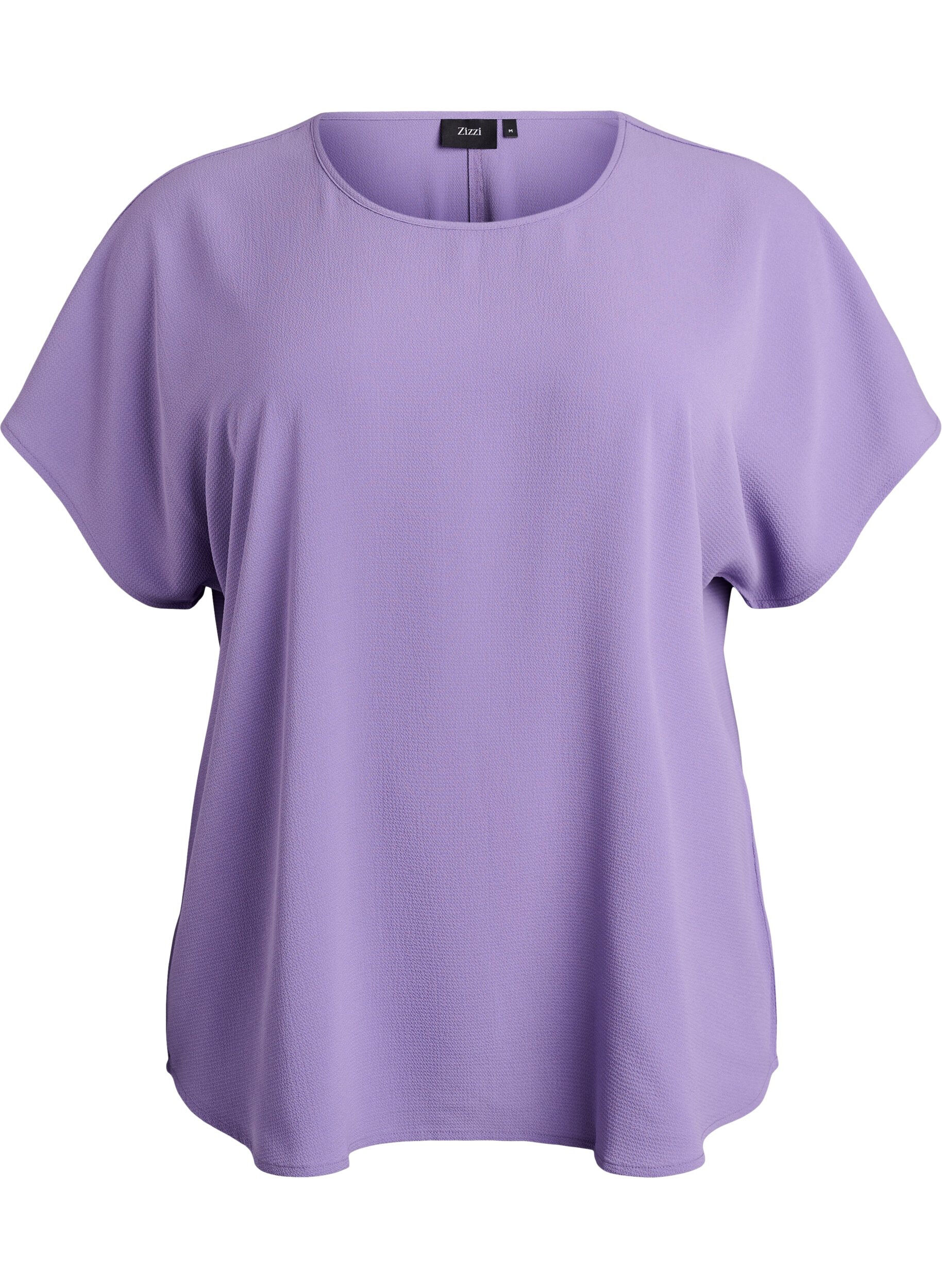 Blouse met korte mouwen en een ronde halslijn