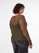 Mesh blouse met patroon en glittergaren, Bruin, Model image number 2