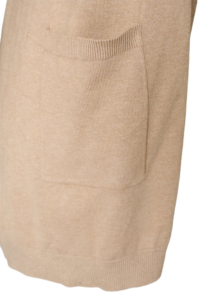 Lang gebreid vest in viscosemix, Beige, Packshot image number 3