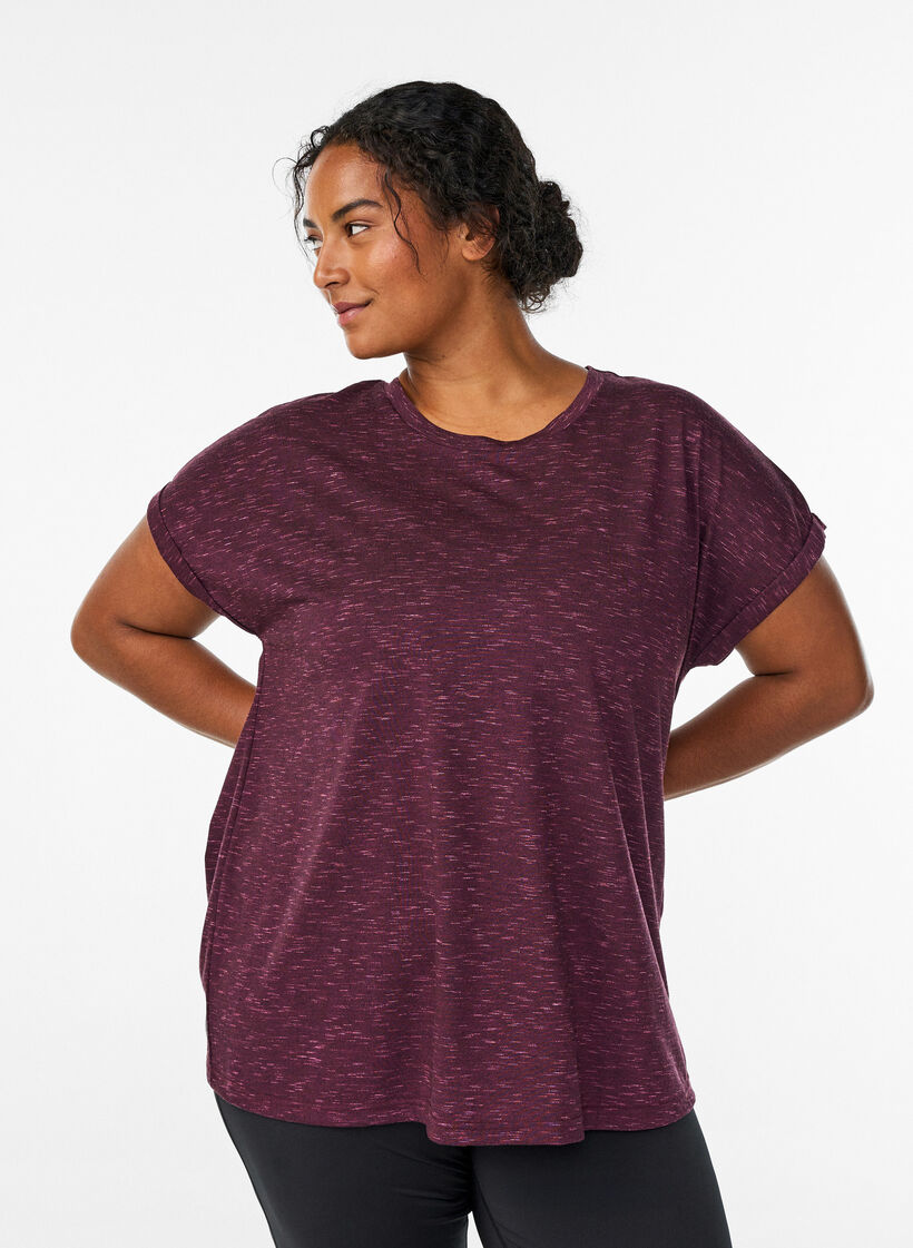 Los workout T-shirt met korte mouwen, Donker Bordeaux, Model image number 0