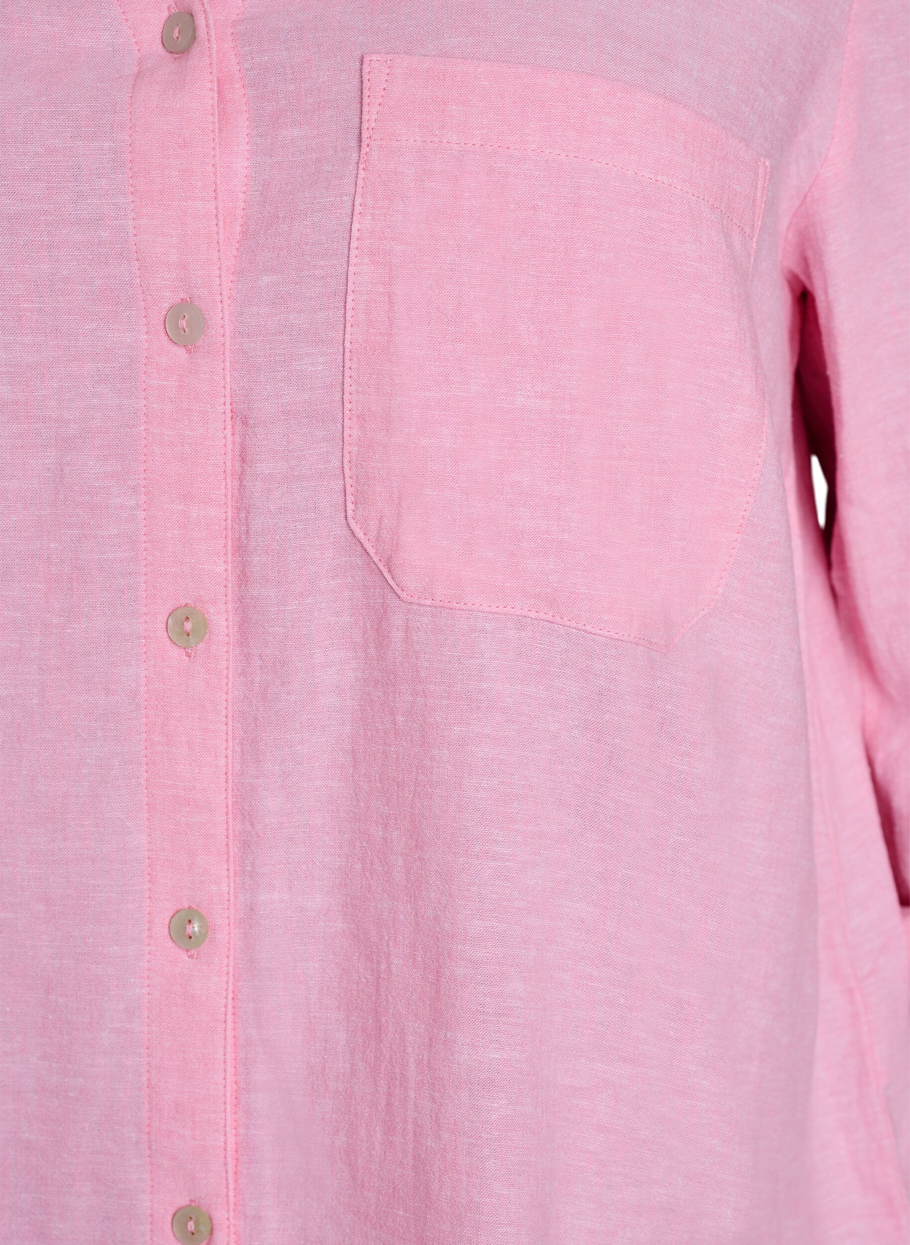 ZizziLinnen en viscose shirt met 3/4 mouwen, Roze, Packshot image number 2