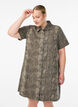 Korte denim overhemdjurk met slangenprint, Bruin, Model image number 1