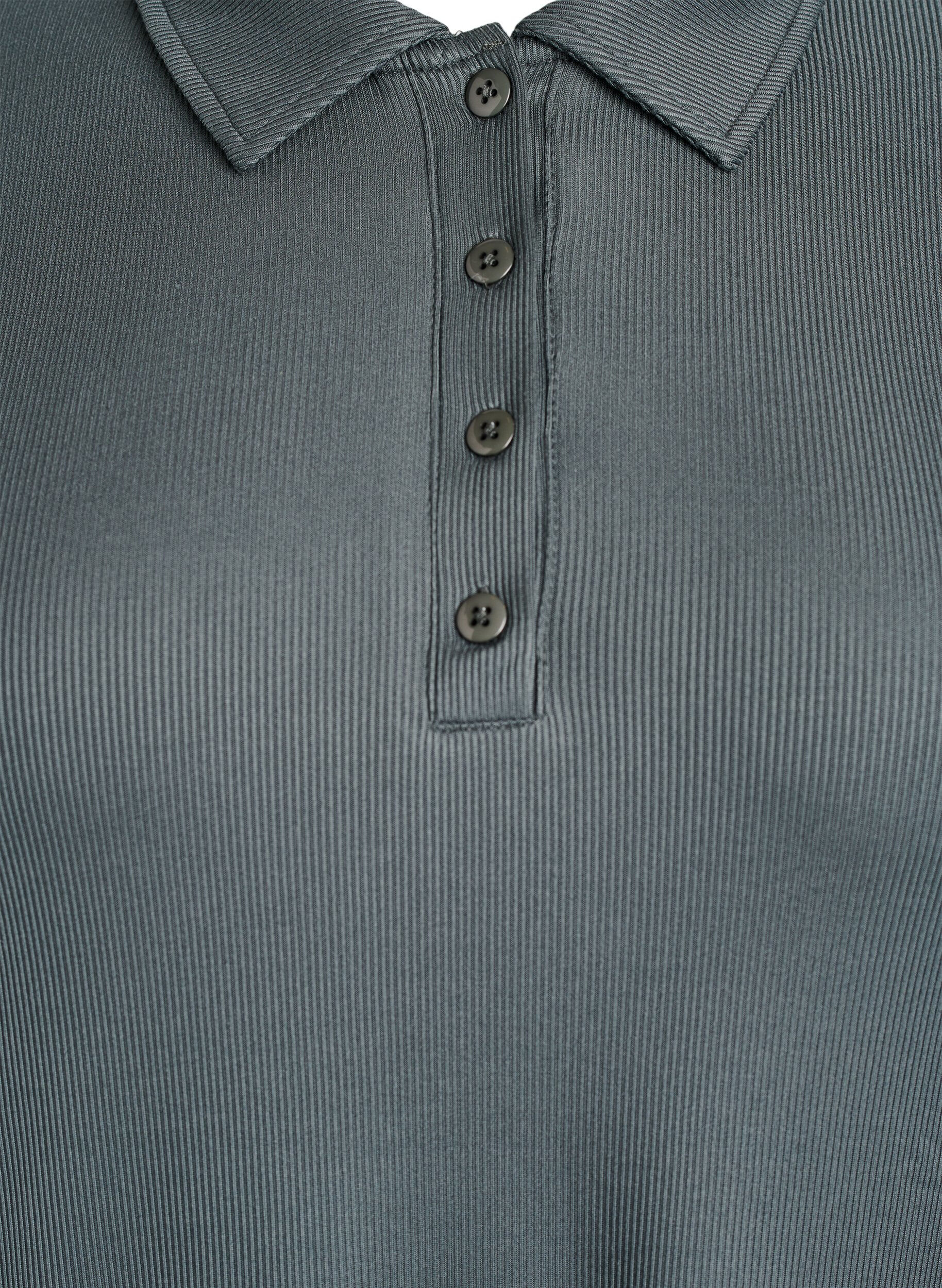 ZizziPolo in zachte rib met lange mouwen, Groen, Packshot image number 2