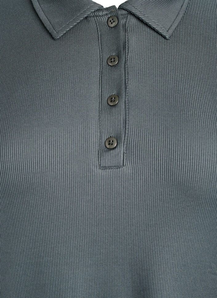 Polo in zachte rib met lange mouwen, Groen, Packshot image number 2