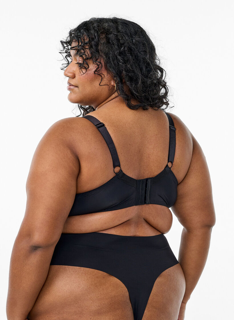 Gewatteerde bh met kanten details, Zwart, Model image number 2