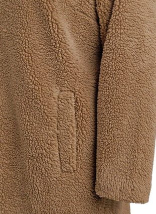 ZizziZachte teddystof jack met knoopsluiting en een kraag, Caribou, Packshot image number 3