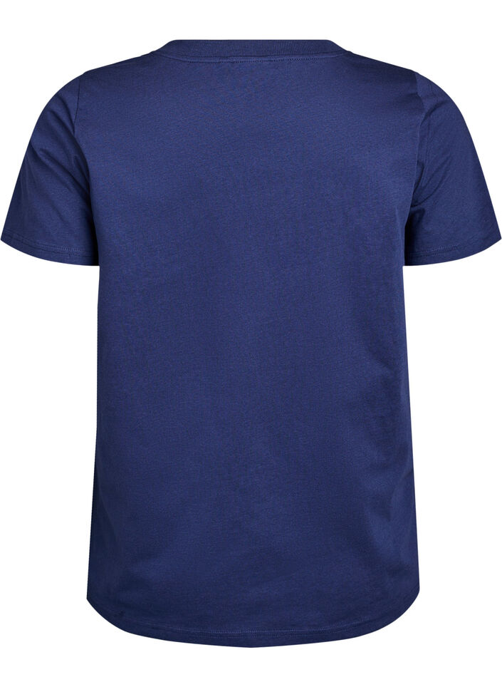 Basis T-shirt van katoen met een V-hals, Blauw, Packshot image number 1