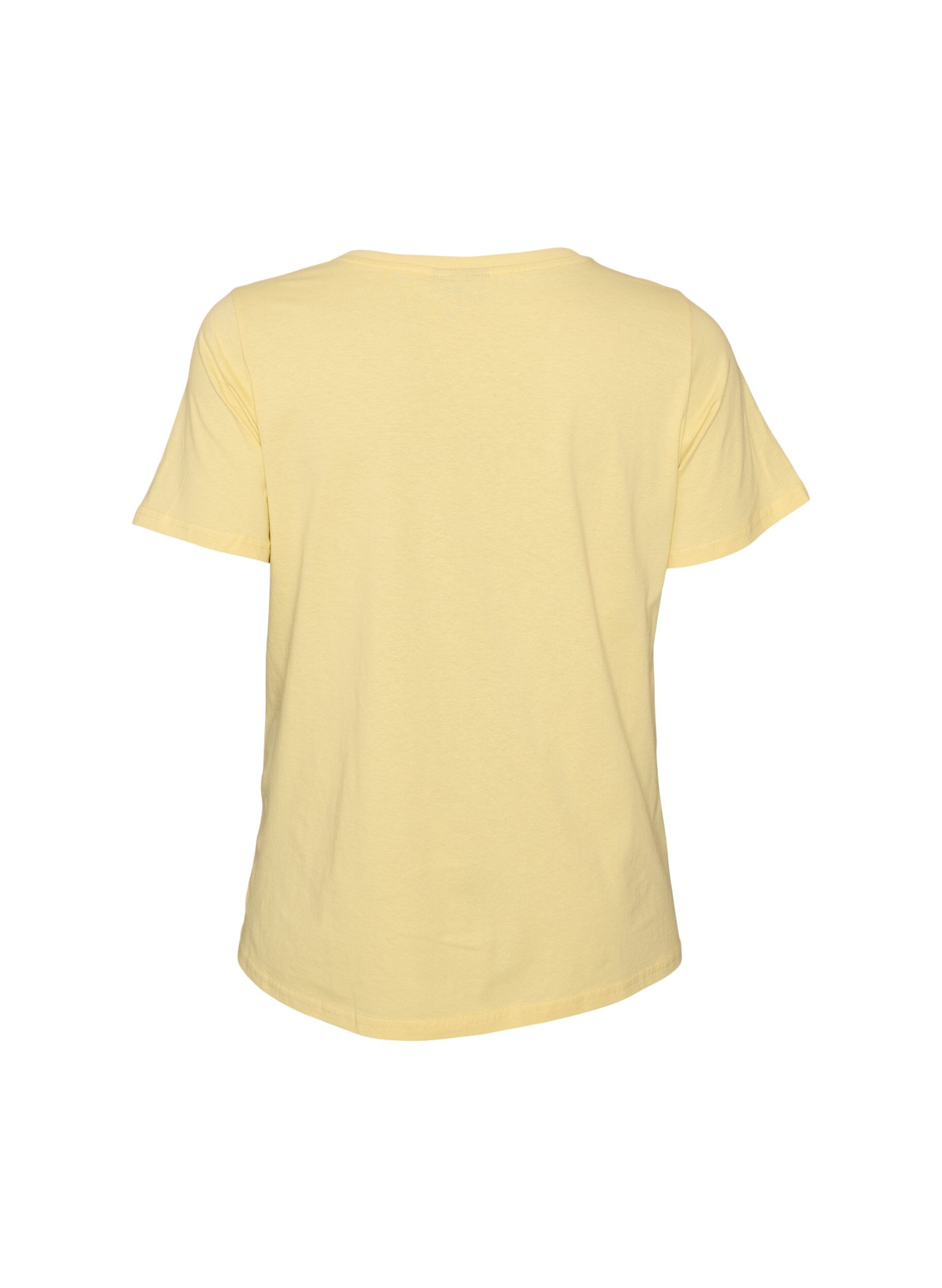 ZizziKatoenen T-shirt met print, Geel, Packshot image number 1